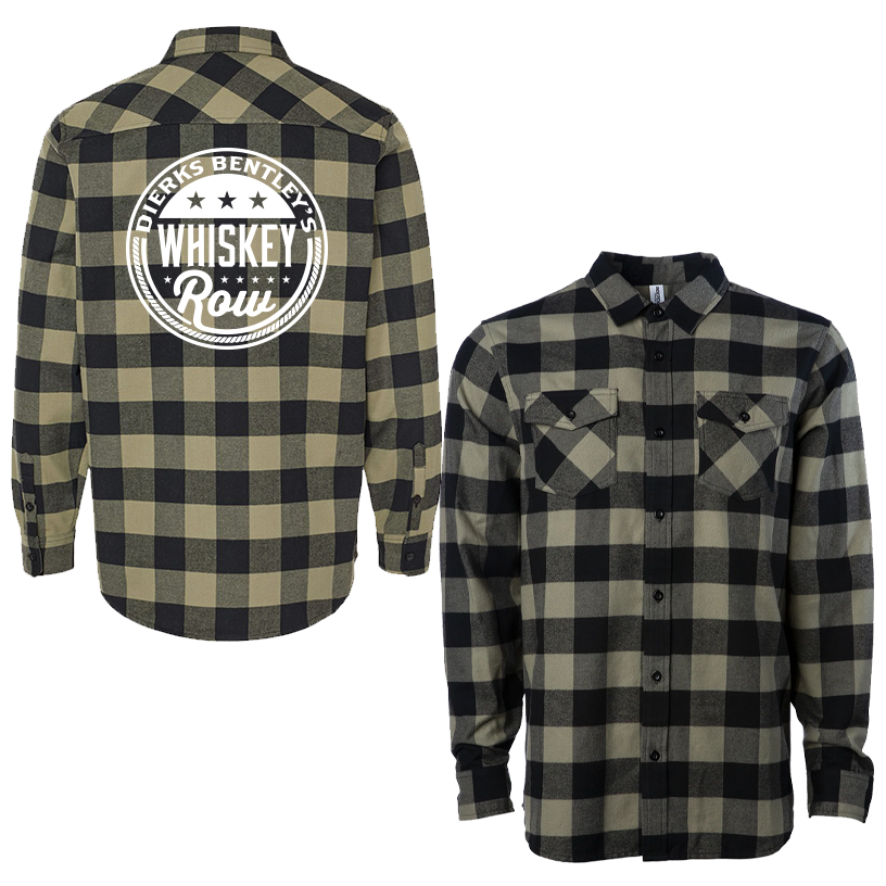 Whiskey Row Olive Flannel front and back