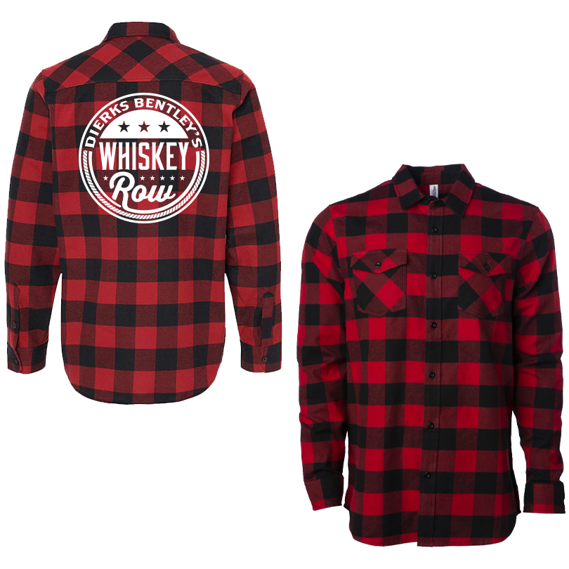 Whiskey Row Red Flannel front and back